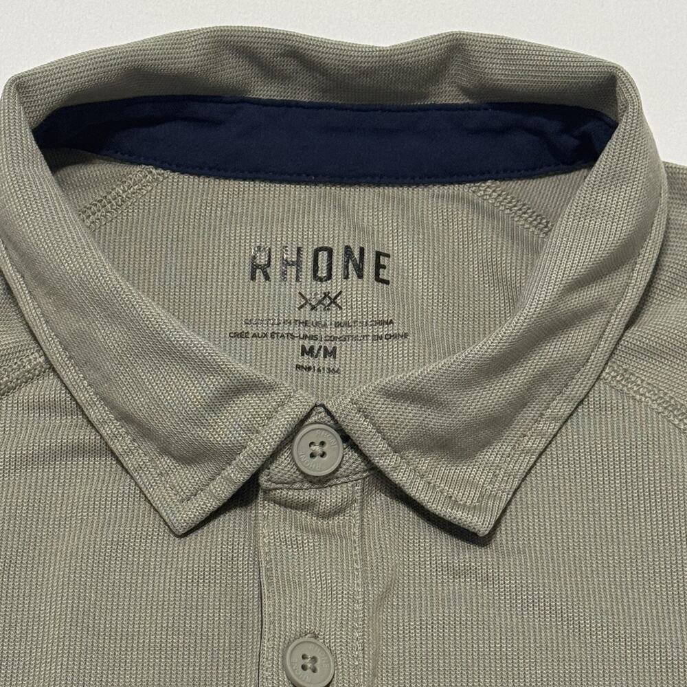 Rhone Delta Pique Polo Shirt Mens M Sage Green Performance Stretch Golf Casual